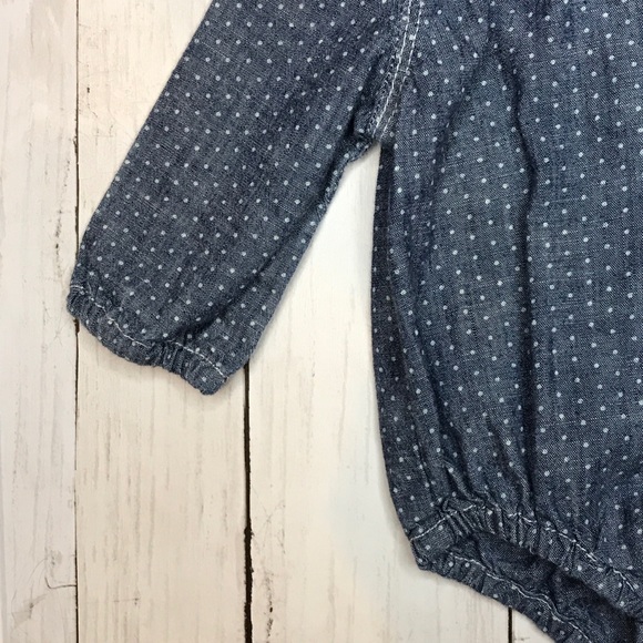 Baby Gap Denim Long Sleeve Collared Onesie, 3 mo. - Picture 4 of 8